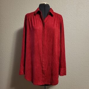 Chico's Red Long Sleeve Brushed Knit Top Size 2